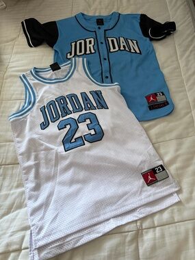 Jordan White & Light Blue 23 Basketball Jersey Set